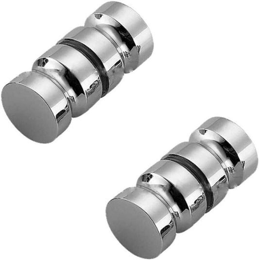 2 pieces - Door Handle - Door Handle - Shower Door Handle - Glass Sliding Door Knob - Bathroom Door Knobs - Door Hardware - Shower Room Accessories - For Glass Shower Door - Aluminum Alloy - Silver - With Screw - Round