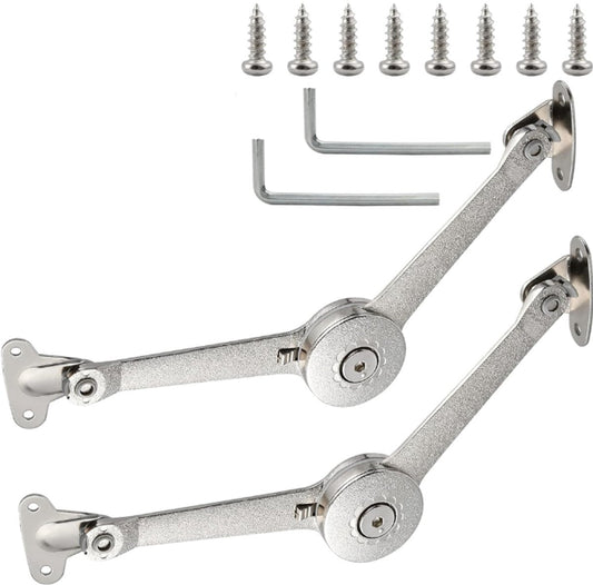 2 pieces - Flap hinge - Kitchen cabinet hinge - Furniture hinge - Overlay hinge - with brake - With screws and Allen key - zinc alloy - nickel plated - max. weight support 10kg