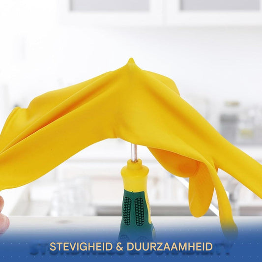 Cleaning gloves - size M - Household gloves - Extra Grip - Rubber - Suitable for damp environments such as kitchen, etc. - 3 Pairs - Yellow