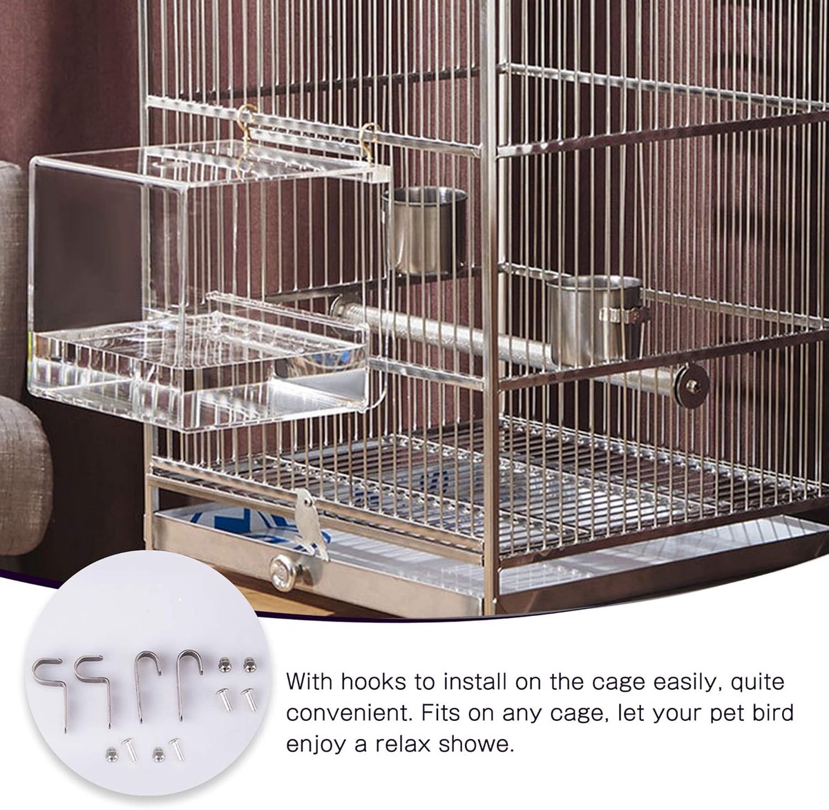 Bird bath - Fauna bath - Bird bath - Hanging bird bath/bowl/house - 13*11*13CM - Transparent - Bird cage bath - Bath bowls - For inseparable parakeets
