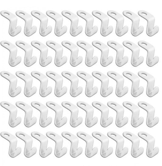 50 Pieces - Coat Hook - Hanger Connector Hooks - Coat Hook - Hanging Hooks - White - Hanger Extension Clips - Plastic - for Outfit Cascading Hanger Hooks - Space-Saving Organizer