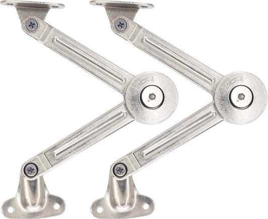 Flap hinge - 2 pieces - Stop hinge - Furniture hinge - Cabinet hinge - Overlay hinge - Flap supports - Lid support hinge - Zinc alloy - Silver - Nickel plated - With screws and Allen key - for kitchen, cabinet lift door