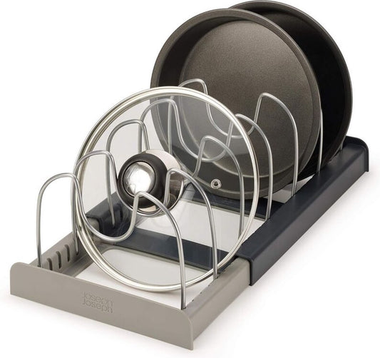 Adjustable Pot Rack - Storage Rack for 7 Pots and Pans - Kitchen Cabinet Organizer Standing - HIP+304 Stainless Steel - Black
