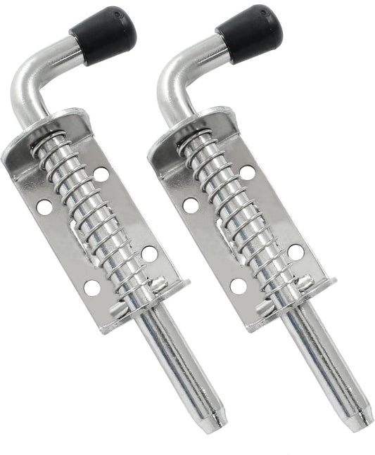 Sliding lock - 2 pieces - Sliding bolt - Gate bolt - Door lock - Bolt - Door bolt - Door lock - Plate bolt - 12.8 cm - No screws - Stainless steel - Silver - For shed gate, garden house door, cupboard