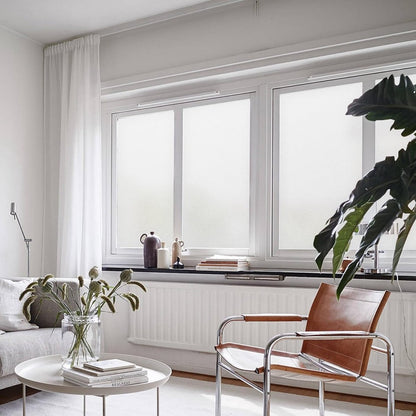 Window film - Decorative film - PVC - Anti-glare - Privacy window film - Privacy protection - Static adsorption window sticker - Suitable for windows, sliding doors, bathrooms, offices, meeting rooms - 45*100cm - Matte white