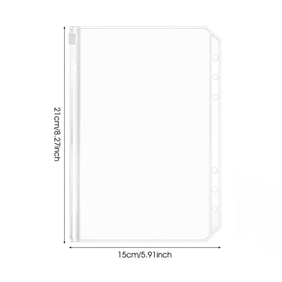 Folder - 18 Pieces - A5 Zip Bags - PVC - Waterproof - Folder Binders for 6-Ring Folders - Folder Binders - Zipper Bags for Documents - A5 Show Bag - Binder Bags - For Storage and Organization at Home, in the Office and at School - 21×15cm - Transparent
