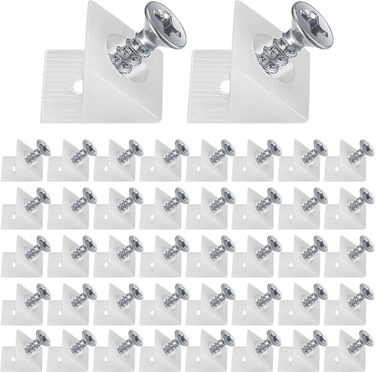 120 Pieces - Wedges - Screw Fastener - Cabinet Installation Kit - Drawer Back Supports - Drawer Repair Kit with Screws - Furniture Drawer Sagging Repair Mend Mending Wedges - Cabinet Shelf Support - Shelf Support - White