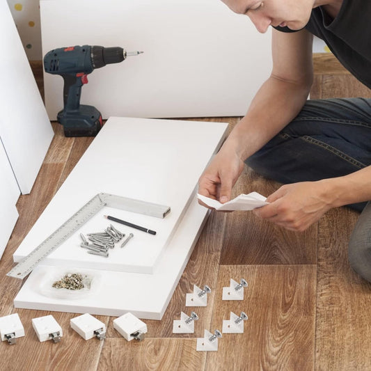 120 Pieces - Wedges - Screw Fastener - Cabinet Installation Kit - Drawer Back Supports - Drawer Repair Kit with Screws - Furniture Drawer Sagging Repair Mend Mending Wedges - Cabinet Shelf Support - Shelf Support - White