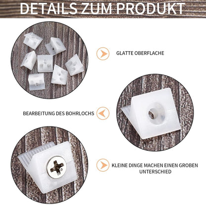 120 Pieces - Wedges - Screw Fastener - Cabinet Installation Kit - Drawer Back Supports - Drawer Repair Kit with Screws - Furniture Drawer Sagging Repair Mend Mending Wedges - Cabinet Shelf Support - Shelf Support - White