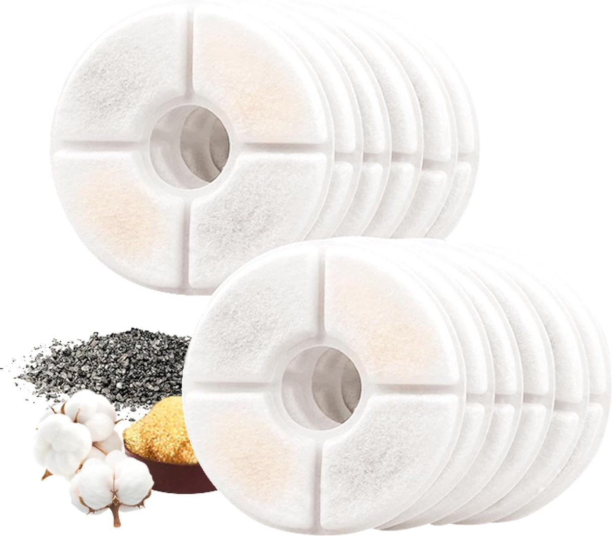 12 Pieces - Drinking Fountain Filters Refills - Water Fountain Filters - Drinking Fountain Filters - Replacement Filter Cat Fountain - Drinking Filter - Activated Carbon Filter - Round - Filter Replacement Filter - White - 12.5*3.5cm - Refills
