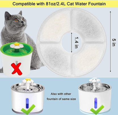 12 Pieces - Drinking Fountain Filters Refills - Water Fountain Filters - Drinking Fountain Filters - Replacement Filter Cat Fountain - Drinking Filter - Activated Carbon Filter - Round - Filter Replacement Filter - White - 12.5*3.5cm - Refills