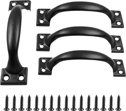Handle - Door Handle - 121 MM - Pack of 4 - Curved Handle - Drawer Handles - Kitchen Cabinet Handles - Door Handles - Cabinet Handle - Furniture Hardware - Kitchen Handle - Black - Iron - 13.8*3.2 cm
