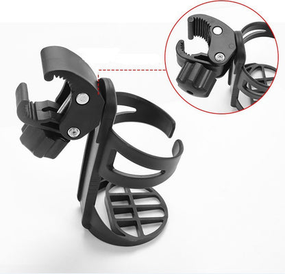 Bicycle cup holder - Cup holder - PP - black - Stroller cup holder - 360 degree rotation - adjustable clamp - Universal - large caliber - for mountain bikes, bicycles, strollers and wheelchairs