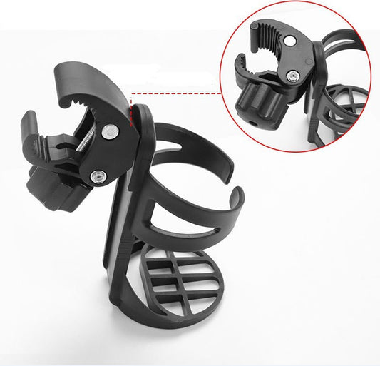 Bicycle cup holder - Cup holder - PP - black - Stroller cup holder - 360 degree rotation - adjustable clamp - Universal - large caliber - for mountain bikes, bicycles, strollers and wheelchairs