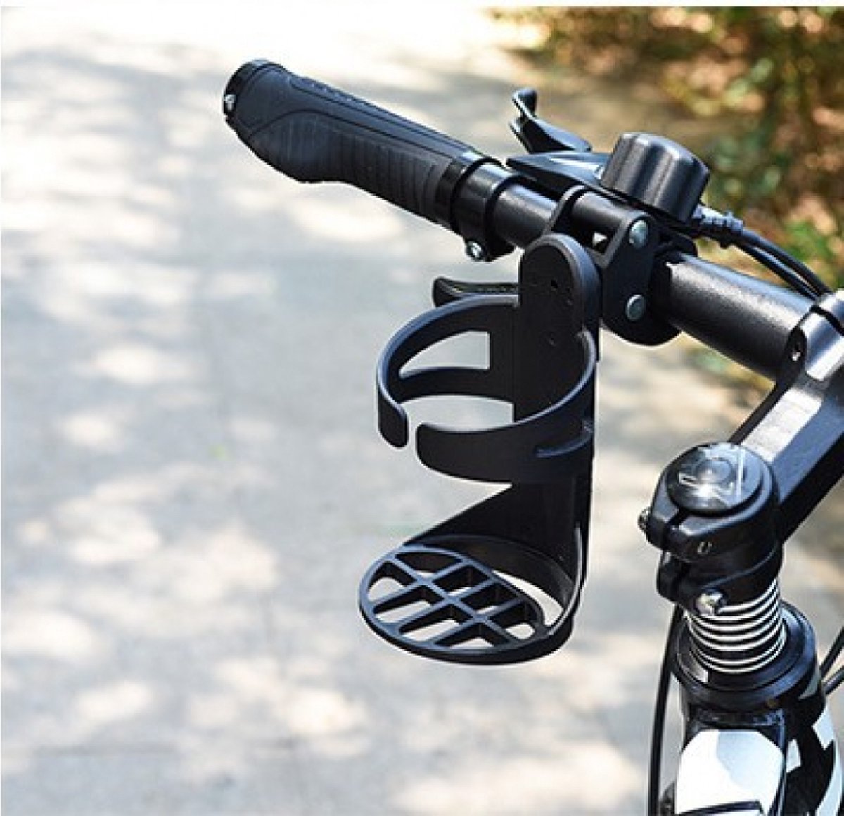 Bicycle cup holder - Cup holder - PP - black - Stroller cup holder - 360 degree rotation - adjustable clamp - Universal - large caliber - for mountain bikes, bicycles, strollers and wheelchairs