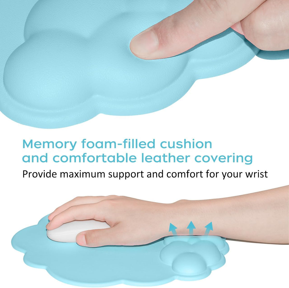 Mouse pad - Mouse pad with wrist rest - Ergonomic mouse pad - Mouse pad with leather surface, suitable for computers, laptops, office, home and travel, with non-slip bottom