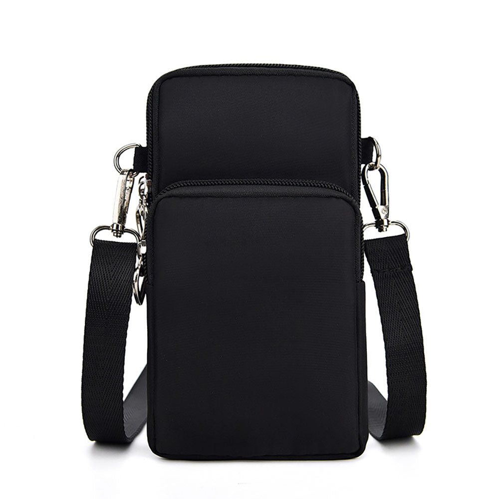 Mobile Phone Bag with Shoulder Strap in Durable Nylon Polyester Black