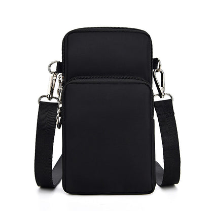Mobile Phone Bag with Shoulder Strap in Durable Nylon Polyester Black