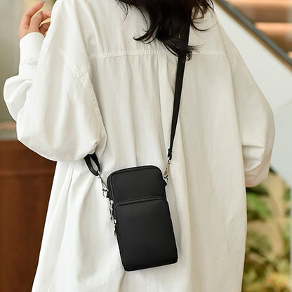 Mobile Phone Bag with Shoulder Strap in Durable Nylon Polyester Black