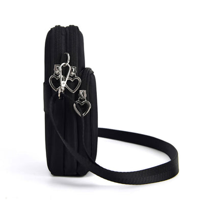 Mobile Phone Bag with Shoulder Strap in Durable Nylon Polyester Black