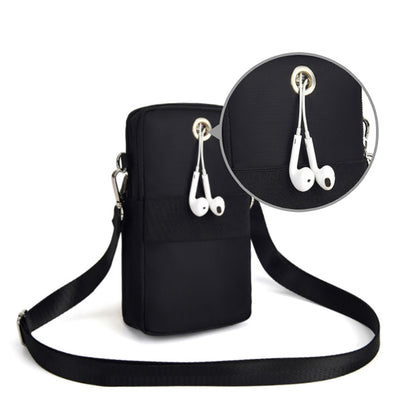 Mobile Phone Bag with Shoulder Strap in Durable Nylon Polyester Black