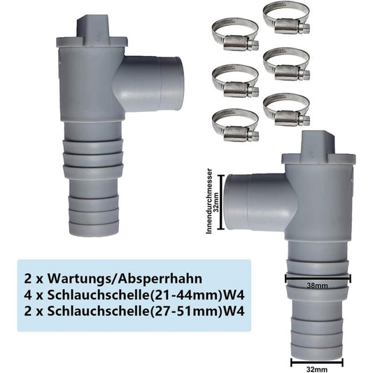 Pool Shutoff Valve 32mm Hose Connection 2-Pack Double Split Pool Maintenance Valve