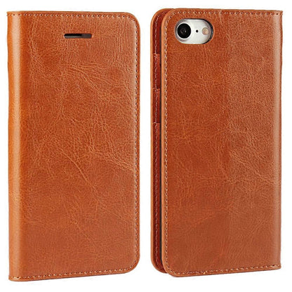 iPhone 4.7 inch Leather Flip Phone Case Compatible with iPhone SE (2020) SE (2022) 8 7 Brown