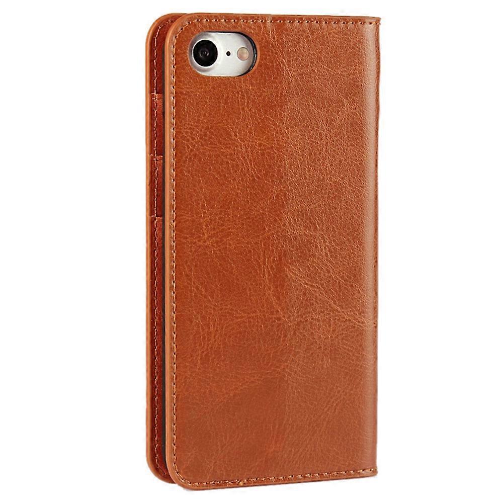 iPhone 4.7 inch Leather Flip Phone Case Compatible with iPhone SE (2020) SE (2022) 8 7 Brown