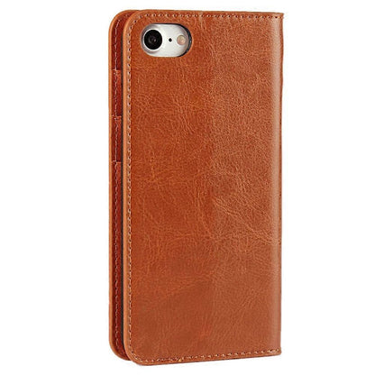 iPhone 4.7 inch Leather Flip Phone Case Compatible with iPhone SE (2020) SE (2022) 8 7 Brown