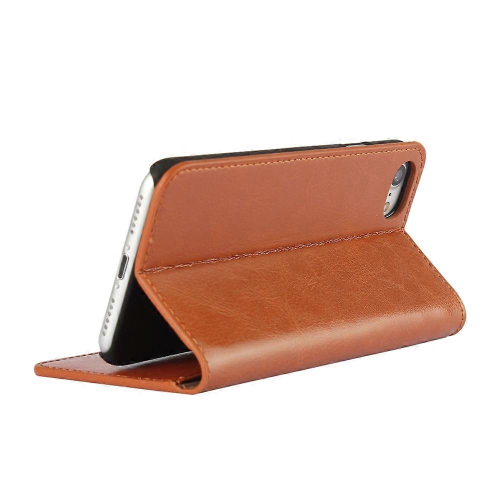 iPhone 4.7 inch Leather Flip Phone Case Compatible with iPhone SE (2020) SE (2022) 8 7 Brown