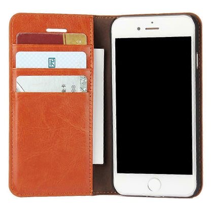 iPhone 4.7 inch Leather Flip Phone Case Compatible with iPhone SE (2020) SE (2022) 8 7 Brown