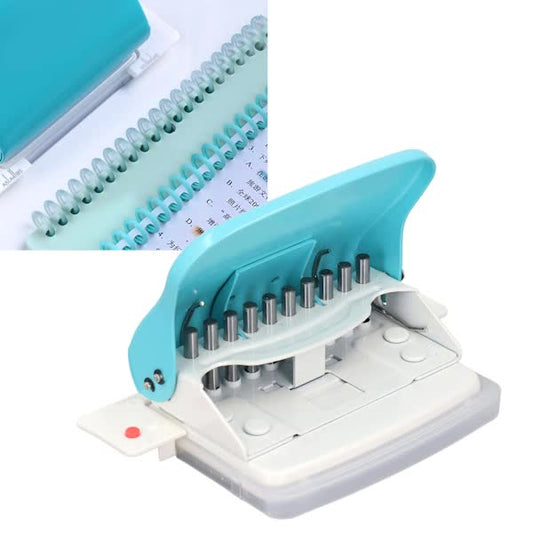 Handheld Portable Spiral Binding Machine for A4 A5 A6 A7 Paper, Round Hole Punch, Light Blue for School and Home Use