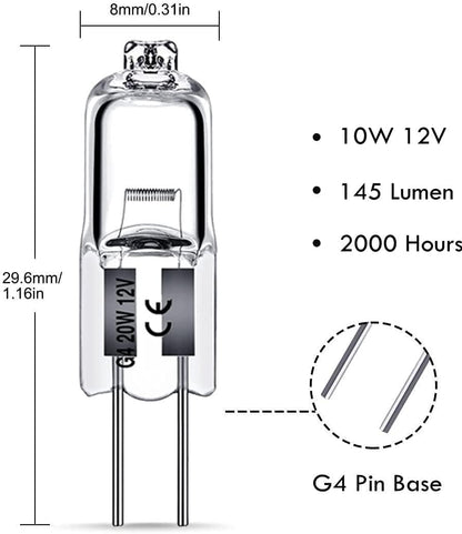 G4 halogen lamps 10W 12V - Warm white - 10-pack 10pcs 10pcs 10W