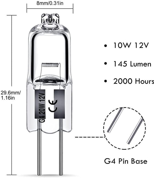 G4 halogen lamps 10W 12V - Warm white - 10-pack 10pcs 10pcs 10W