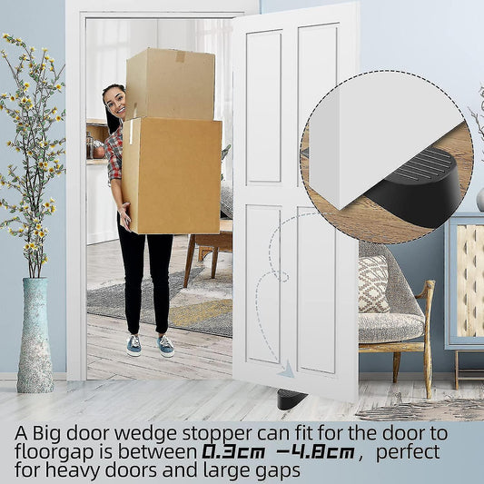 Heavy Duty Extra Large Rubber Door Wedge Stop - Black
