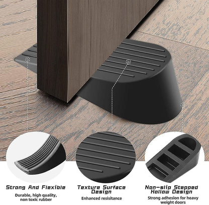 Heavy Duty Extra Large Rubber Door Wedge Stop - Black