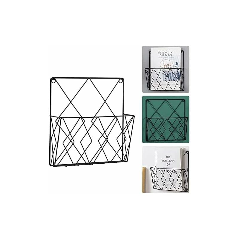 Metal Magazine Rack for Wall - Storage Shelf for Office, Living Room, Bedroom - Compatible with Newspapers, Books and Files