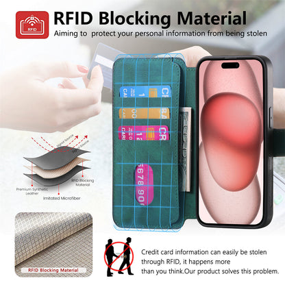 New Magnetic Two-in-one Separation Structure Mobile Phone Case - Card Holder RFID Anti-theft Brush - Suitable for iPhone Mobile Phone Case Gr Green iPhone 15