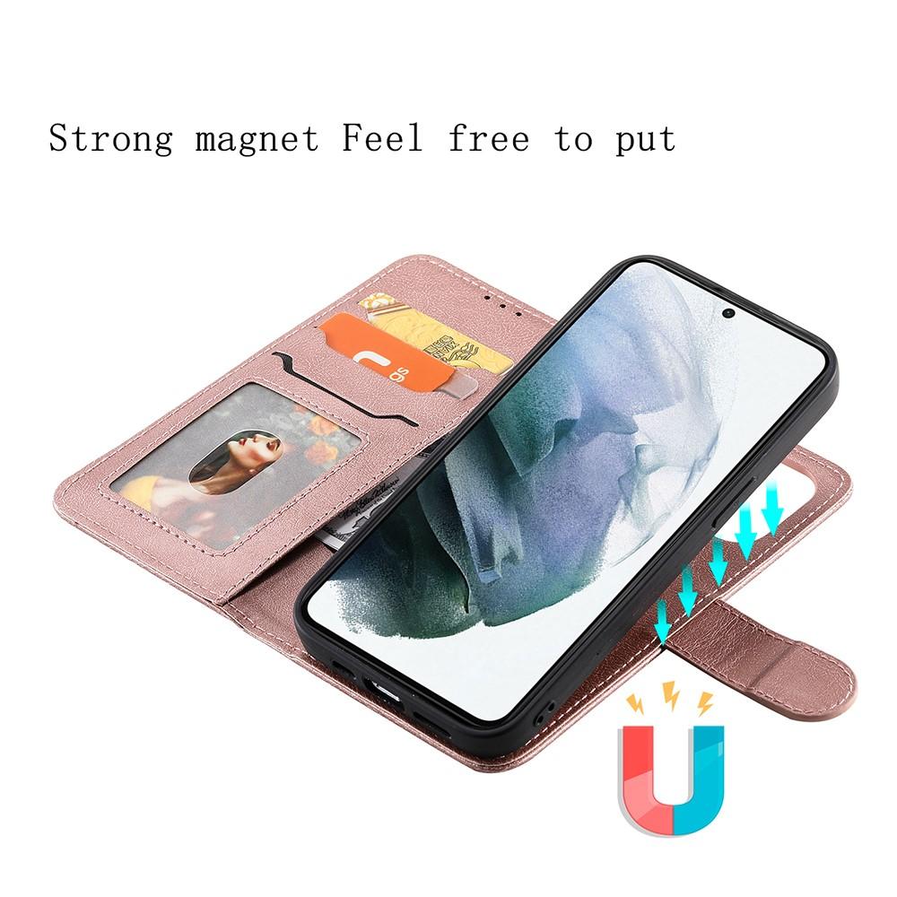 Compatible withSamsung S22 Magnetic 2-in-1 Phone Case Wallet Pink Pink Gold