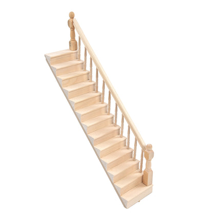 1/12 Scale Dollhouse Staircase DIY Miniature Smooth Rounded Corners Birch Material for Crafts