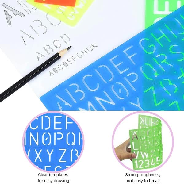 4-piece stencil set, letter stencils, plastic number stencils, stencils in various sizes, painting stencils for children, DIY painting learning