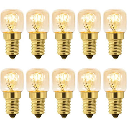 Dimmable E14 Oven Light Bulb Edison E14 T22 2700K Warm White 10-Pack for 220V Ovens 300°C Resistant 160LM