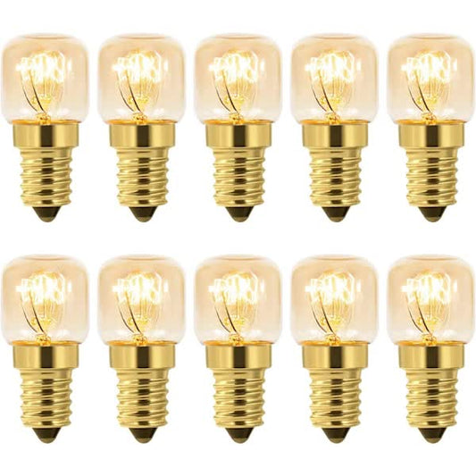 Dimmable E14 Oven Light Bulb Edison E14 T22 2700K Warm White 10-Pack for 220V Ovens 300°C Resistant 160LM