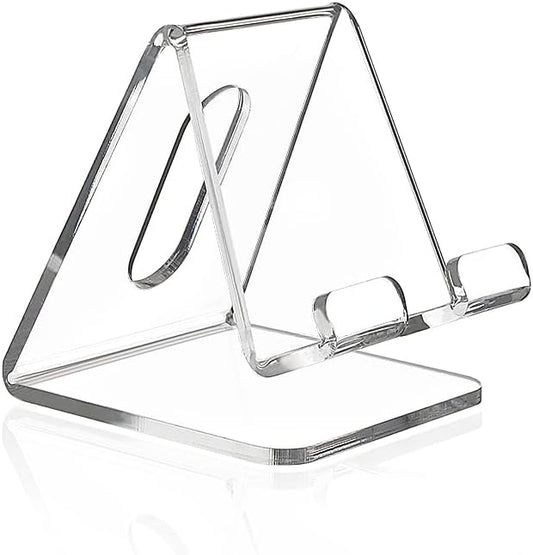 Fancial Acrylic Cell Phone Stand, Portable Phone Holder, Clear Phone Stand for Desk, Compatible with iPhone 15 14 13 12 Pro Max Mini 11 Xr Plus SE, Android Smartphone, Pad, Tablet, Desk Accessories