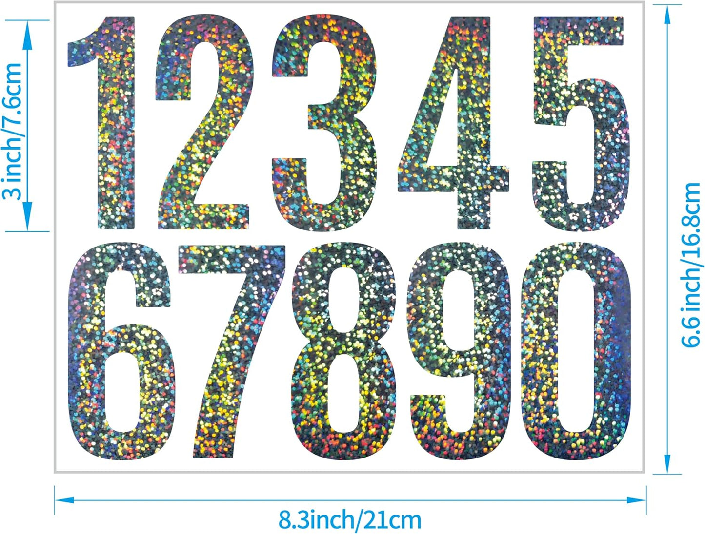 Reflective Mailbox Numbers Stickers,60 PCS Self Adhesive Vinyl Waterproof Number Stickers,6 Sheets Large 3 Inch 0-9 House Numbers,for Mailbox,Signs, Door, Cars,Garbage Bins,Address Numbers(Reflective)