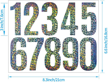 Reflective Mailbox Numbers Stickers,60 PCS Self Adhesive Vinyl Waterproof Number Stickers,6 Sheets Large 3 Inch 0-9 House Numbers,for Mailbox,Signs, Door, Cars,Garbage Bins,Address Numbers(Reflective)