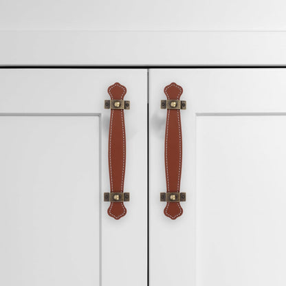2pcs Vintage Replacement trunk handles leather cabinet handles drawer leather handle Luggage Handle Strap, Brown, Size 2, (632TO04N4SLG6O33FGRH8M)