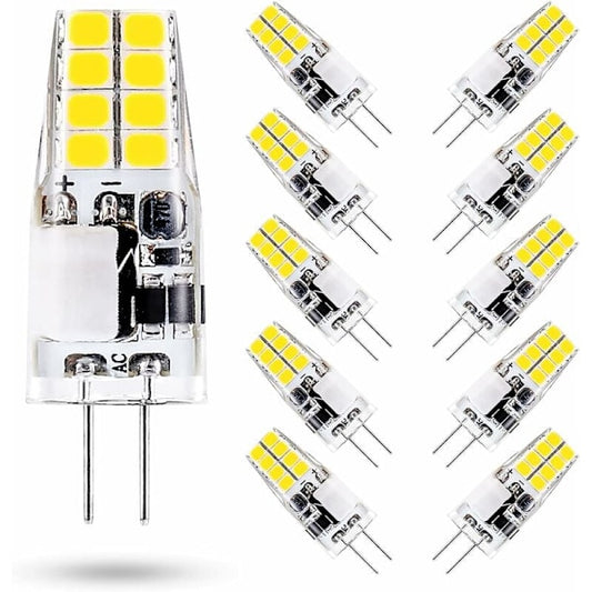 G4 LED Bulb 3W 6000K Cool White Equivalent to 35W Halogen 12V AC/DC 300 Lumens Non-Dimmable 10 Pack