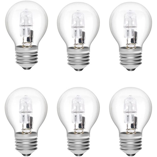 E27 Halogen Bulbs 6-Pack, 28W G45 Dimmable Warm White 2700K Golf Ball Clear Blub, Compatible with Chandeliers