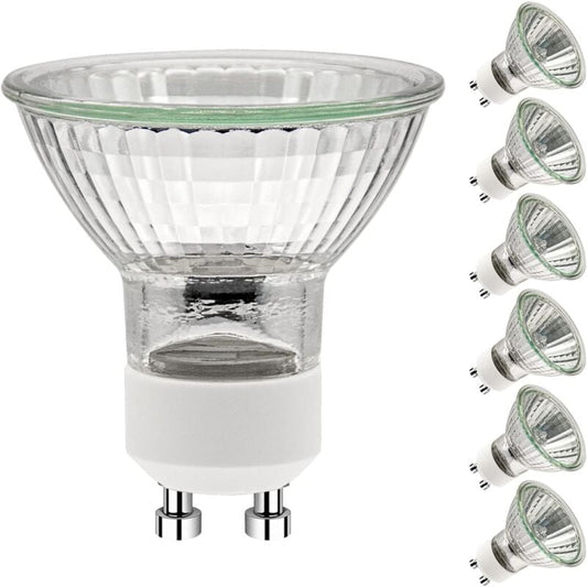 GU10 Halogen Bulbs 50W 220V 2700K Warm White 35 Degree Beam Angle 6-Pack